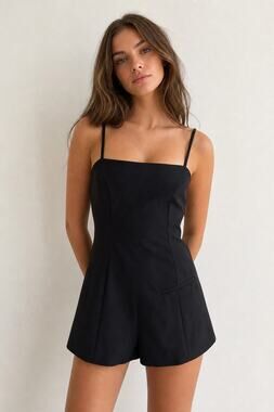 Zara Black Spaghetti Strap Romper Playsuit, Size M